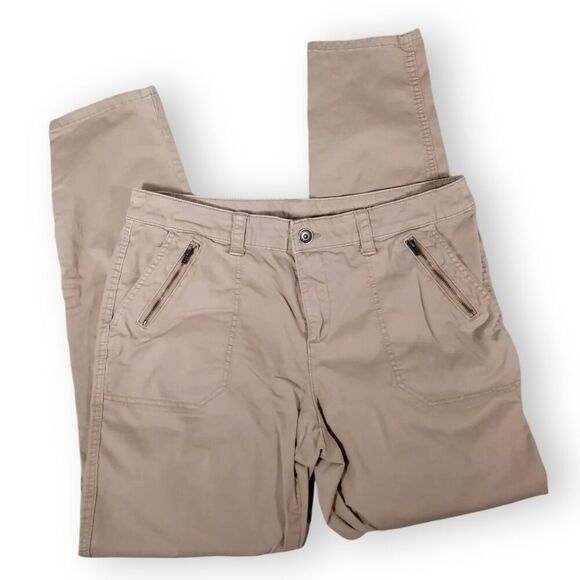 J.C.P. Y2K Khaki Pants Size 12 Tall Stretch Cotton Blend Mid-Rise Tan Slacks - Picture 1 of 10